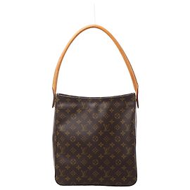 Bolsa de Ombro Louis Vuitton Looping GM Monogram em Castanho M51145 Bege