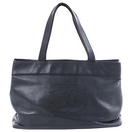 Borsa a tracolla Chanel Coco Mark Line in pelle caviar nera Nero