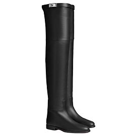Hermès Kelly Botas Over-the-Knee Couro Preto Preto