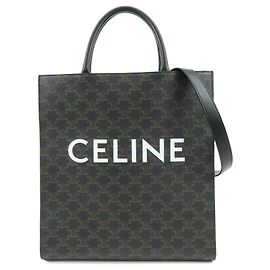 Céline Celine Vertical Cabas Triomphe Coated Canvas Medium Castaño