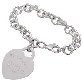 Tiffany & Co Heart Tag Chain Bracelet Large SV925 Silver Silvery