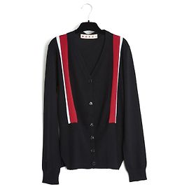 Marni Tricolore Strickjacke aus Wolle - Schwarz, Rot, Weiß Schwarz Weiß Rot