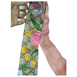 Gucci pañuelo de seda estampado floral Castaño Rosa