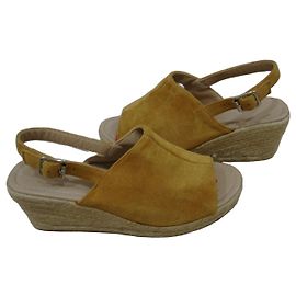 Autre Marque Sandali Zeppa Espadrillas in Camoscio e Juta Marrone