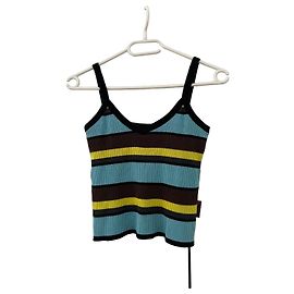 Dolce & Gabbana Top en maille rayé bleu et marron Marron Noir Bleu Jaune