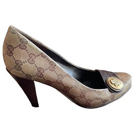 Gucci Women's Monogram Canvas Heels Brown Brown Monogram