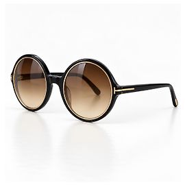 Tom Ford Carrie TF268 Oversized Round Sunglasses Brown Black