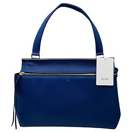 Céline Celine Bolso Edge Large de piel drummed azul Azul
