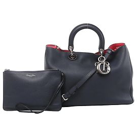 Bolsa 2Way Diorissimo em couro Christian Dior, Azul Marinho Rosa