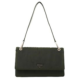Prada Borsa a tracolla Tessuto Nylon Verde Argento