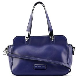 Marc by Marc Jacobs Bolsa Bowling Clássica 2-Way em Couro Azul Cobalto Prata