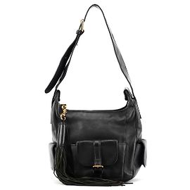 Chloé 03156-12 Bolsa de Ombro Hobo com Bolso em Couro Preto Preto