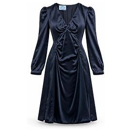 Prada Fall/Winter 2016 Runway Velvet Midi Dress Dark blue