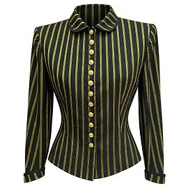 Giacca sartoriale Nina Ricci nera a righe verdi Altro