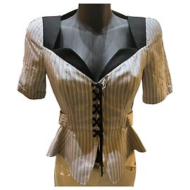 Autre Marque Casaco ajustado Mugler, branco com riscas pretas Outro