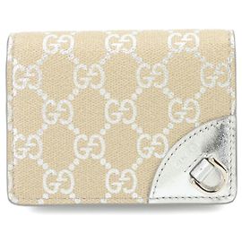 Billetera bi-fold Gucci GG Emblem Plata Beige