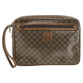 Céline Pochette Celine en PVC Marron