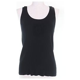 Top de malha em mistura de algodão CHANEL COCO Mark Preto