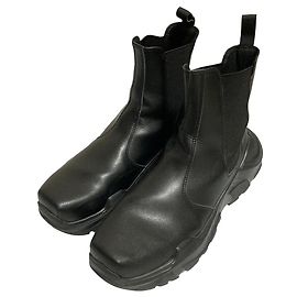 Autre Marque AKIKOAOKI Icicle-short Synthetic Leather Short Boots Black