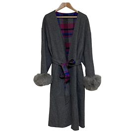 Autre Marque GRACE CONTINENTAL Wool Blend Reversible Coat Brown