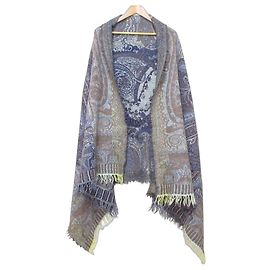 Autre Marque 45R Indischer Woll-Jacquard-Stola mit Fransen Mehrfarben