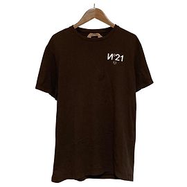 Autre Marque Camiseta de algodón con estampado de logotipo N°21 Castaño