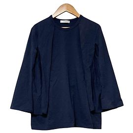 Autre Marque CINOH Sleeve Slit Short Sleeve Blouse Blue Navy blue