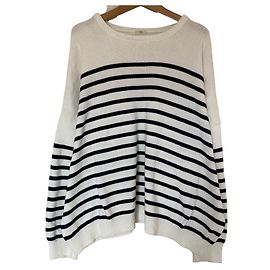 Autre Marque IENA Border Knit Sweater Black White