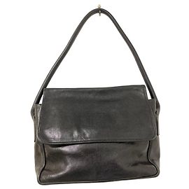 Autre Marque Sac à épaule en cuir HIROFU Logo H Noir