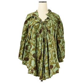 Dries Van Noten Bestickter Leinen 2-Way Poncho Rock Grün