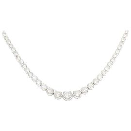 Autre Marque Platin Au750 Weißgold Diamantenhalskette Silber