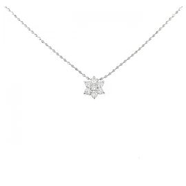 Autre Marque Platin-Halskette Pt900/Pt850 mit Diamanten Silber