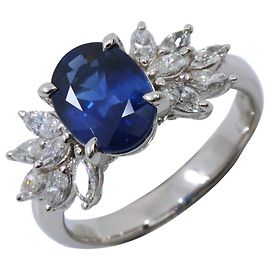 Autre Marque Pt900 Platinring mit Saphir und Diamant Silber