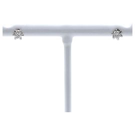 Autre Marque Pt900 Platinum Diamond Pierced Earrings Silvery