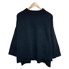 Autre Marque mizuiro ind Weit geschnittener Strickpullover mit Rundhalsausschnitt Schwarz