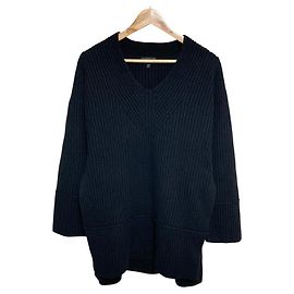 Pull en maille Theory col V avec fentes latérales Noir