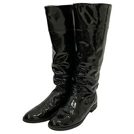Bottes longues en cuir verni Marc Jacobs Noir