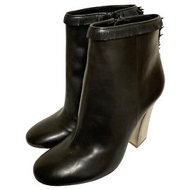 Tory Burch NEW TUMBLED Fringe Ankle Boots Black