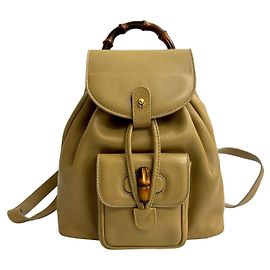 Gucci Bamboo Leather Backpack Beige