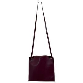 Bolsa de Ombro Jil Sander FLAT POCKET em Couro de Bezerro Marrom Bordeaux