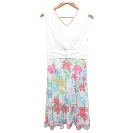 LEONARD Stretch-Kleid mit Blumenprint Pink Weiß