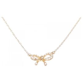 Autre Marque Ponte Vecchio Au750 Diamond Ribbon Necklace Pink
