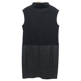 S Max Mara Ärmelloses Strickkleid aus Lammleder Schwarz