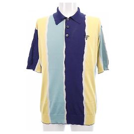 Polo Prada en soie Bleu Jaune Bleu Marine
