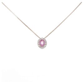 Autre Marque Au750 Saphir-Diamant-Halskette Pink