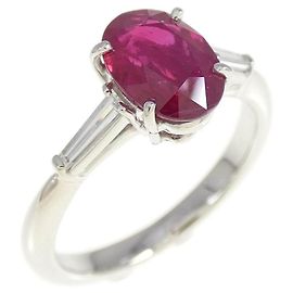 Autre Marque QUEEN Platinum Ruby Diamond Ring Red