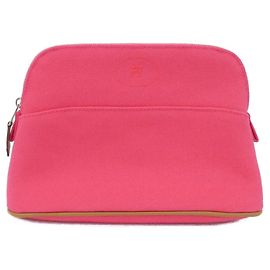 Hermès Hermes Bolide Mini Canvas Pouch Pink