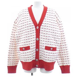 Cardigã de malha Chanel branco e vermelho Branco Vermelho