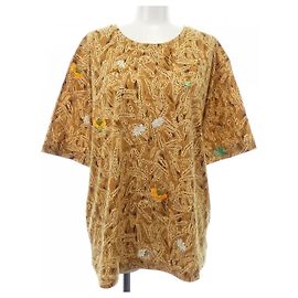 Hermès T-shirt in cotone Hermes LAPINS DANS UN CHAMP Marrone Beige