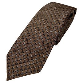 Gucci GG Silk Jacquard Tie Brown